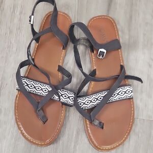 Toms Black and Brown Strappy Sandals